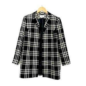 Windowpane Plaid Boucle Wool Blend Womens Jacket 🧥
